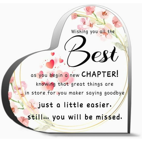 New Beginning Gifts For Women Men Retirement Going Away New Job Gifts Inspirational Heart Shape Acry Gifts For Women Men,Acrylic Heart Keepsake For Family And Friends