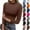 03# Brown, variant on Women's Mock Turtleneck Slim Fit Top Three-Quarter Sleeve Lightweight Stretchy Pullover Basic Casual Tops for Work to Weekend，Dark Gray S