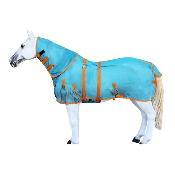 66" Horse Mesh Summer Sheet Spring FlySheet Airflow Neck Turquoise Orange 73151