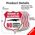 thumbnail image 2 of Alligator Warning Shield Sign Beware Of Alligators. No Swimming Fishing Or Boating (5 Pack) 4 inch X 4 inch Shield Shaped Heavy Duty 3.2 mil Vinyl Decals Weather Resistant Made in the, 2 of 6