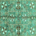 thumbnail image 1 of Ahgly Company Indoor Square Abstract Turquoise Blue Modern Area Rugs, 7' Square, 1 of 4
