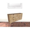thumbnail image 3 of HomeRoots 59" Natural Scoop Handle Six Drawer Double Dresser, 3 of 5