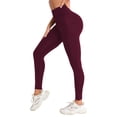 thumbnail image 4 of COMVALUE Leggings for Women High Waisted, Buttery Soft Yoga Pants, Non See Through Light Tummy Control Athletic Pants Wine L, 4 of 4