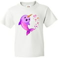 thumbnail image 3 of Inktastic Valentine's Day Cute Pink Narwhal with Hearts Youth T-Shirt, 3 of 5