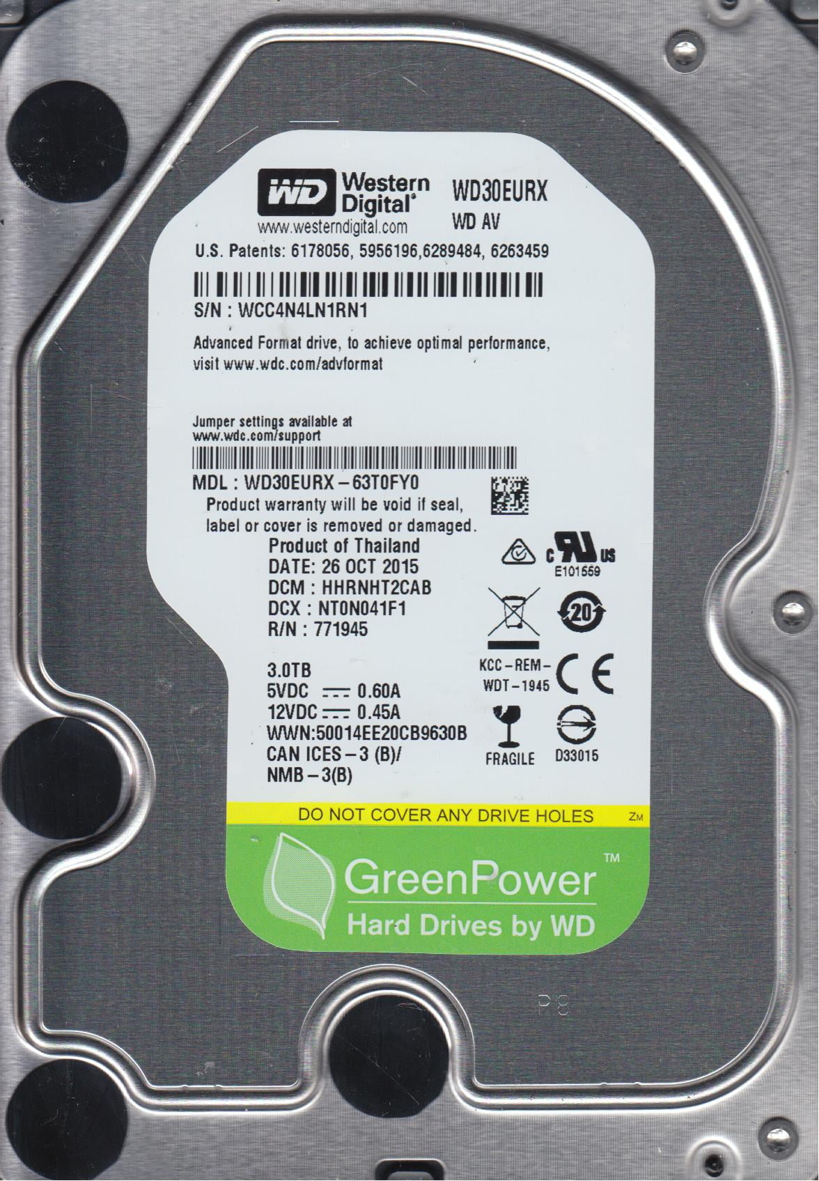 Western Digital, Hard Drive, 4 TB, SATA (SATA/600), 3.5