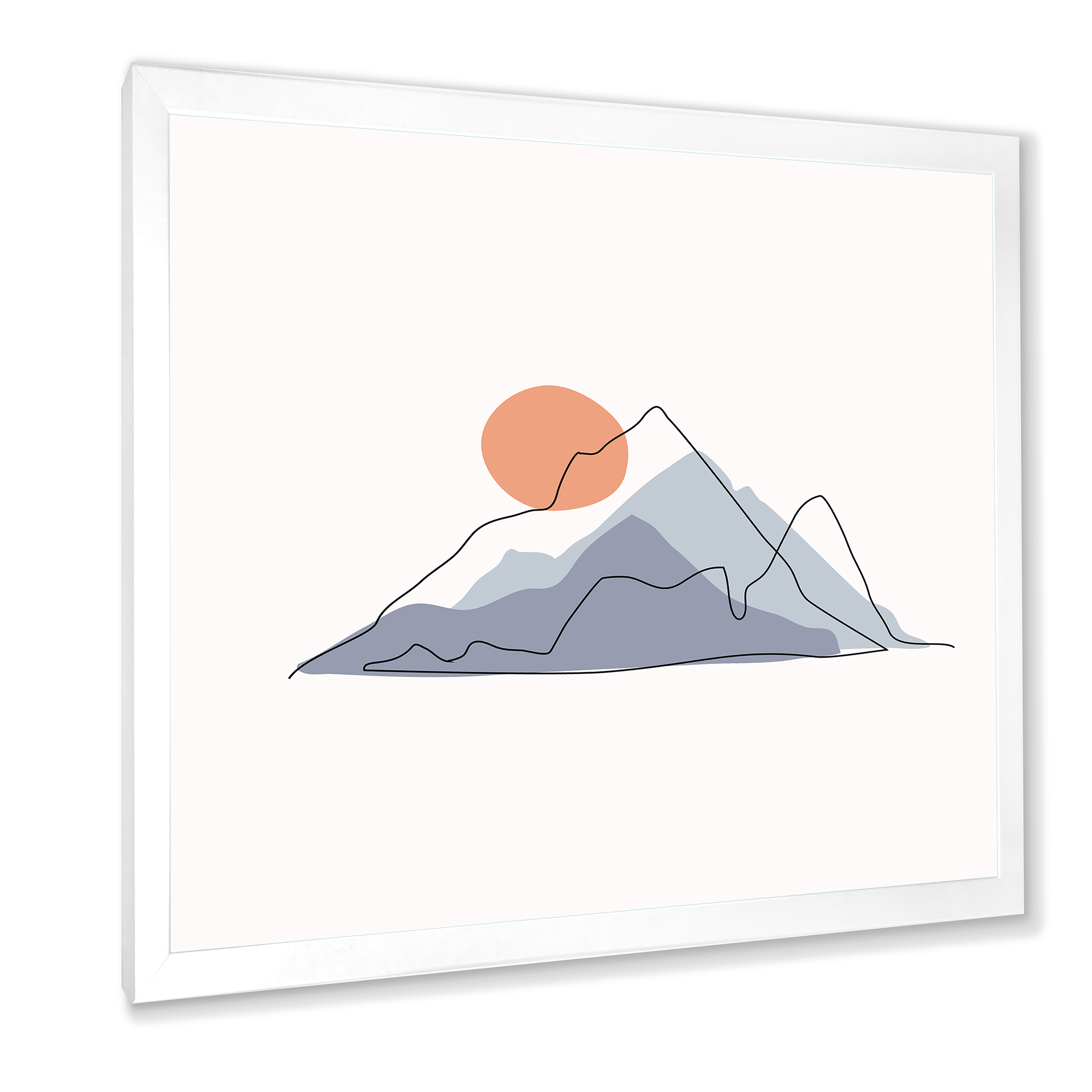 Designart 'Abstract Red Moon With Mountainscape' Modern Framed Art Print
