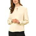 thumbnail image 1 of AllegK Dde San Patricio profesional Blusas de gade manlarcon cuello alto elegante pamujer Beige S, 1 of 6