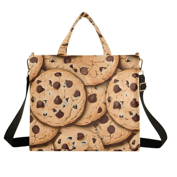 Chocolate Chip Cookies Corduroy Tote Bag Handbag Large Messenger Bag Shoulder Crossbody Zipper Bag Purse
