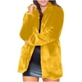 thumbnail image 2 of BLTIBY Women's Faux Fur Jacket 2024 Fall Winter Coats Solid Color Fleece Thicked Mid Length Long Sleeve Shaggy Warm Outerwear with Pockets Fashion Clothes Yellow 3XL, 2 of 7