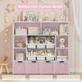 thumbnail image 7 of Hiphuta Large 4 Tier Kids Bookcase, Wood Toy Organizer of 6 Boxes & 4 Removable Drawers, Bookshelf for Kids Room, Pink, 7 of 7