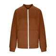 thumbnail image 5 of Atogsazn Bomber Jackets for Women Dressy Casual Zip Up Long Sleeve Jacket Waffle Outerwear Clothing Tops Brown XL Fashion, 5 of 7