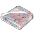 Adorable rabbits playing among pink cherry blossoms Flannel blanket