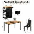 thumbnail image 6 of Asofer 5-Piece Dining Table Set for 4 with Rolling Kitchen Cart, Space Saving Dinette Set Bundle For Apartment, Black, 6 of 13