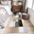 thumbnail image 4 of 2'x6' Rug Runners for Hallways Kitchen, Brown Beige Plaid Non Slip Entryway Beside Floor Carpet Runner, Abstract Oil Painting Checkered Washable Laundry Room Bedroom Throw Rugs Mat for Family Pet, 4 of 8