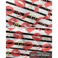 thumbnail image 6 of Red Valentine's Day Linen Curtain Valance for Bedroom/Bathroom/Kitchen/Office/Living/Dining Room Window,Red Lip Prints Love Heart Black Striped Rod Pocket Topper Decorative Cafe Drapes Panel 54"x18", 6 of 6