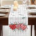 thumbnail image 3 of Table Runners 90 Inches Long Dress Scarves, Valentine's Day Farmhouse Coffee/Dining/Kitchen Table Runner for Living Room, Red Love Heart Eucalyptus Grey Check 13x90 Inch, 3 of 9