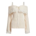 thumbnail image 2 of Pretty Cute Outfits Harajuku Cosplay Sweater Kawaii Lace Trim Off Shoulder Pullovers Y2K Aesthetic Vintage Long Sleeve Jumpers, 2 of 5