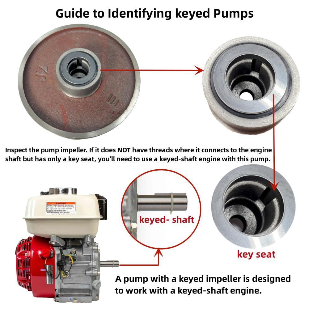 Pump W/NPT-Thread 3-Bolt-Inlet and Outlet For Straight Keyed Shaft 2" IN. Ports. For Champion 66520 2-Inch for DuroMax XP652WP 208cc 158-Gpm 2-Inch for Ironton 2" in. 97938 Semi-Trash Water Pump