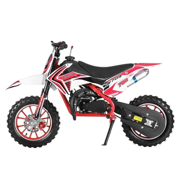 WETLA 49cc 2-Stroke Kids Dirt Bike, Gas Power Motocross, Off Road Mini Motorcycle, Pocket Motorbike with Front Rear Disc Brakes, Racing Max Speed 30KM/H (Red)