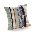 thumbnail image 4 of Laddha Home Designs Handwoven Coastal Geometric Striped Square Throw Pillows - 18" - Blue and Tan -, 4 of 9