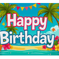 thumbnail image 4 of Tropical Themed Happy Birthday Backdrop Banner with Palm Trees Guitar and Flowers Party Decoration for Birthday Party Photography Props Outdoor Celebrations, 4 of 8
