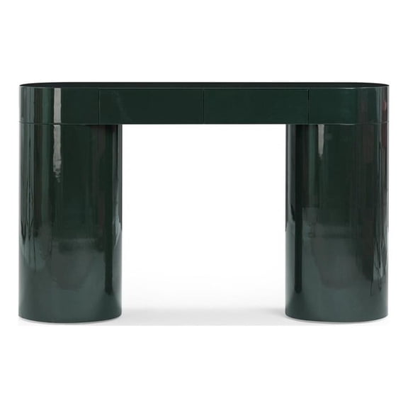Pemberly Row Contemporary Deep Green High Gloss Console Table