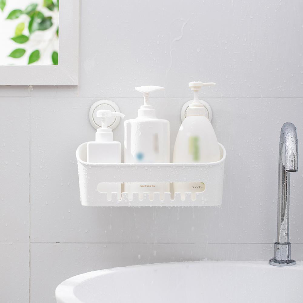 Drill-Free Removable Vacuum Suction Cup Shower Caddy Wall Shelf Storage Basket 