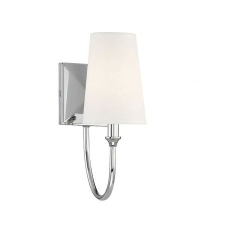 

1 Light Metal Wall Sconce with White Fabric Shade-13 inches H By 5 inches W-Polished Nickel Finish Bailey Street Home 159-Bel-4167318