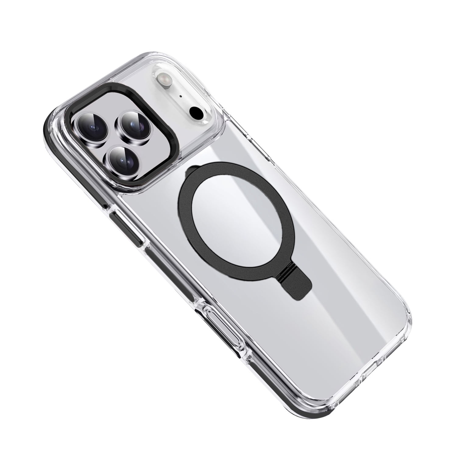 Magnetic Clear Case with Kickstand for iPhone 17 Pro Max - Black