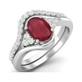 thumbnail image 2 of 1.56 Ctw Ruby Glass Filled 925 Sterling Silver Classic Dual Band Women Bridal Ring, 2 of 3