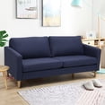 thumbnail image 3 of Costway Modern Fabric Couch Sofa Love Seat Upholstered Bed Lounge Sleeper 2-Seater Blue, 3 of 10