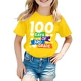 thumbnail image 4 of Tisuna Girls 100 Days Of School Tshirt Letter Print Short Sleeve Crew Neck Tops Comfortable Lightweight Child Toddler Summer Shirt Yellow Size 10-11 Years, 4 of 4