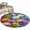 DeepPink Indigo Yellow, variant on Round Rug 4Ft Washable Non-Slip, Watercolor Spring Floral Circle Area Rugs for Living Room Bedroom, Farmhouse Flowers Colorful Indoor Floor Mats Carpet Runner for Home Decor Aesthetic