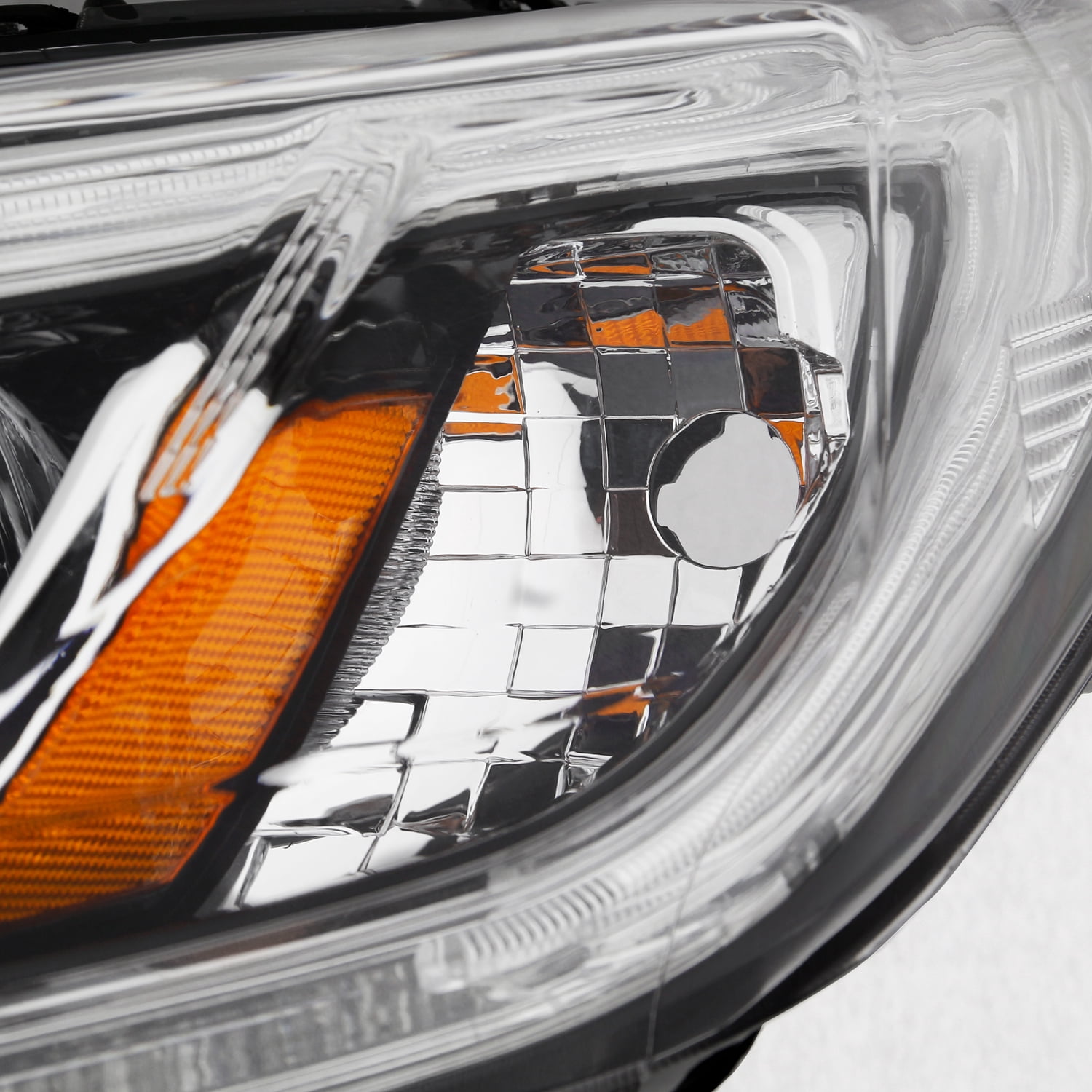 AKKON - Fits 2015-2016 Honda CR-V EX / EX-L / SE  [Tube Bar] Chrome Headlights Pair Driver Left + Passenger Right w/ LED DRL