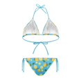 thumbnail image 2 of HELLHERO Ladies Lemon Print Blue Two Piece Bikini Swimsuit Set Halter String Tie Bathing Suit Premium Stitching Removable Padded Swimwear, 2 of 6
