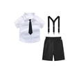 thumbnail image 4 of Fesfesfes Big Boys 2-15 Years Old Outfit Set,Summer Academy Style 4-Piece Suit,Short Sleeve Collared Shirt with Suspenders Tie,Pocketed Shorts Formal Gentleman Kids Clothing, 4 of 6
