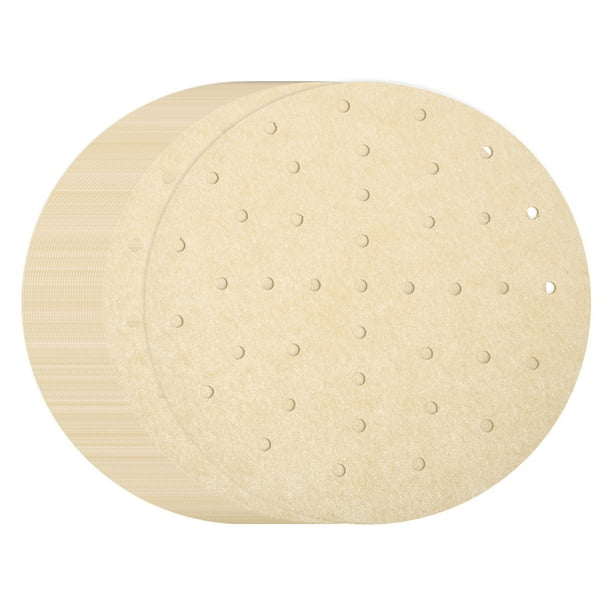 Uxcell 100 piezas de forros para freidora de aire de 10 pulgadas, forros redondos de vaporera de bambú con agujeros, papel pergamino perforado antiadherente, papel desechable para vaporera.