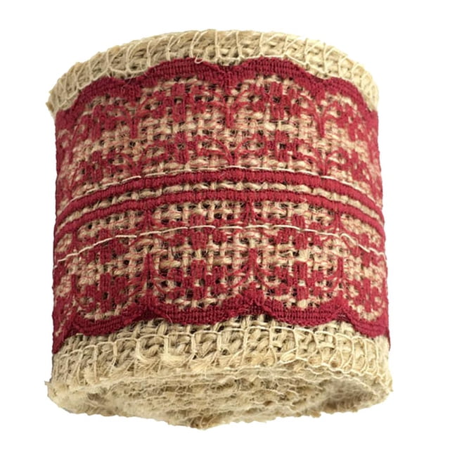Rollo de Cinta de Arpillera Sunnimix de Lino para Decoración de Boda Vino Rojo