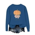 thumbnail image 4 of Ounisa Halloween Women's Pullover Thanksgiving Sweatshirt Pumpkin Horrible Smile Printed Crew Neck Blouse Long Sleeve Tops with Pocket, 4 of 5