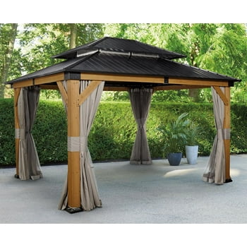 Abri de jardin en cèdre à toit rigide HOMETRENDS, 3,3&nbsp;m x 4&nbsp;m Filet anti-insectes inclus