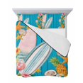thumbnail image 7 of Quilts Twin-XL Size Bedding Set, Coastal Beach Lightweight Quilted Comforter, Summer Tropical Plants Ocean Blue Wood Grain Soft Bedspread Coverlet with Pillow Covers for All Season, 68" x 98", 7 of 7