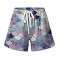thumbnail image 4 of Arlun Womens Trendy 3D Fish Scale Printing Beach Shorts 2026 Fashion Vacation Outfit Ladies Drawstring Waisted Soft Comfortable Loose Wide Leg Casual Shorts 3-Light Purple L, 4 of 4