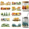 thumbnail image 1 of 10 hojas de calcomanías UV DTF para vasos, 10 estilos, temática de árboles, paisaje forestal, ilustración, transferencias de PVC, calcomanías impermeables para frotar, 1 of 7