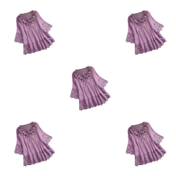 Camisa de moda Sonducket para mujer Blusa vintage de fibra púrpura XXL
