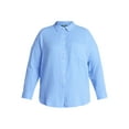 thumbnail image 5 of Terra & Sky Women's Plus Size Double Cloth Boyfriend Shirt, Sizes 0X-5X, 5 of 5