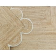 thumbnail image 2 of 7x11Ft White Border Premium Scalloped Jute Rug – Handcrafted Natural Braided Carpet for Living Room, Bedroom, Entryway – Boho Home Decor, 2 of 5