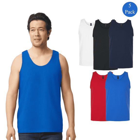 Gildan Men's Tank Top, Comfortable Sleeveless Undershirt, Durable Cotton, Size-L, Mix Color 5 Pack