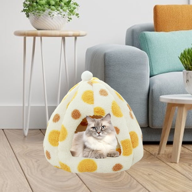 Fiudx Cama Cerrada para Gatos, Cálida Tienda de Campaña Invernal, Estilo Yurta con Interior Suave, Cómodo Espacio de Descanso, Fácil de Limpiar, Ideal para Gatos Grandes, Tamaño 40 X 19 X 35 Cm.