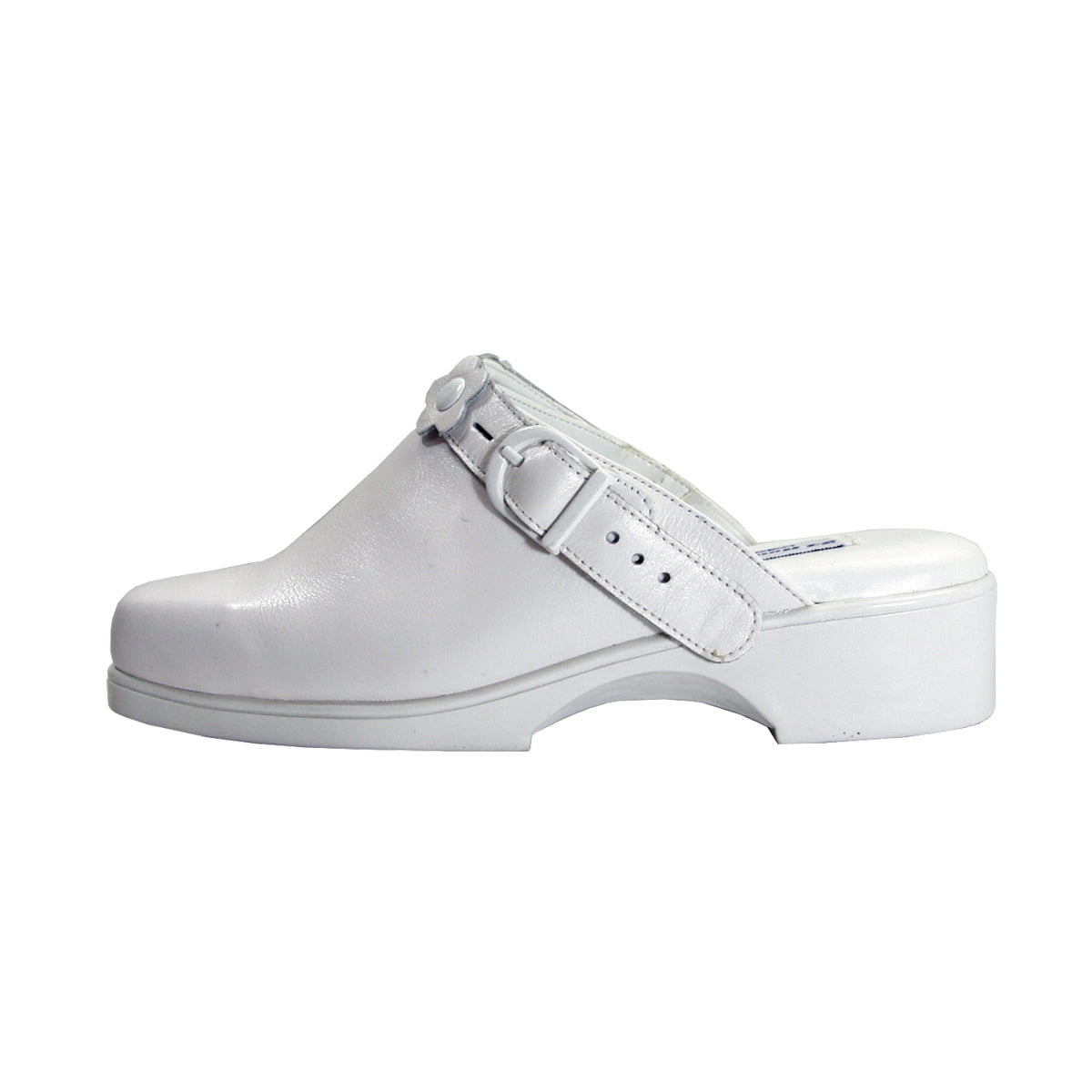 24 HOUR COMFORT Loren Women's Wide Width Leather Clogs WHITE 5.5