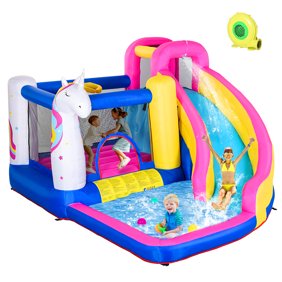 Costway Inflatable Water Slide Kids Bounce House w/480w Blower ...
